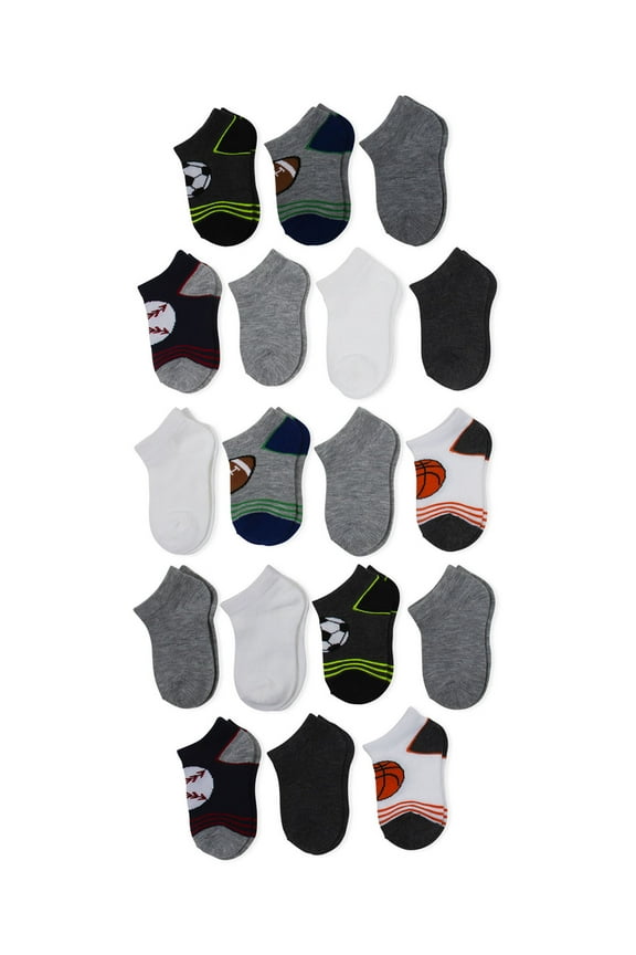 Toddler Boy No Show Socks, 18-Pack, Sizes 18M-5T