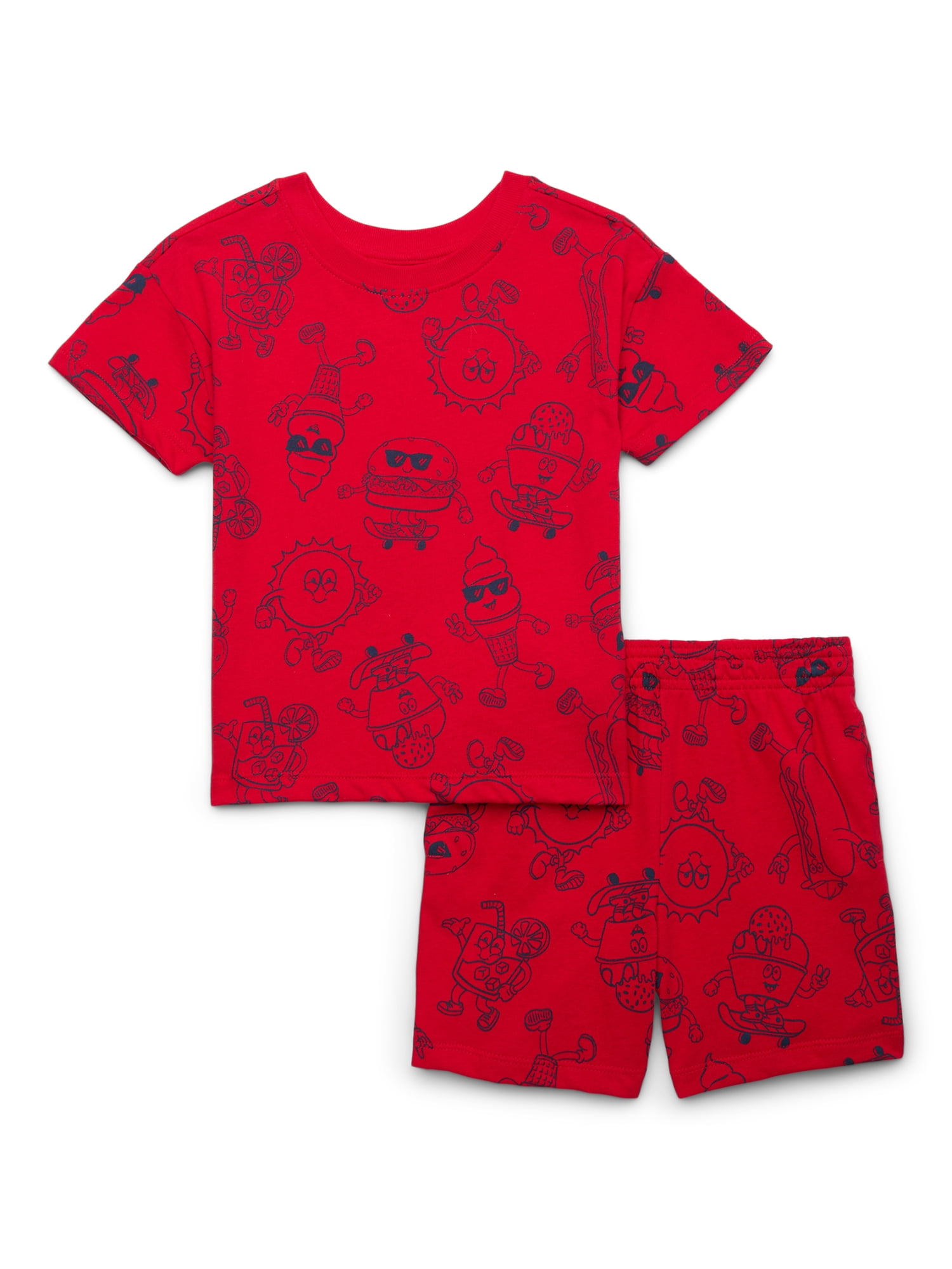 Wonder Nation Toddler Boy Printed Jersey T-Shirt & Shorts Set, Sizes 12M-5T