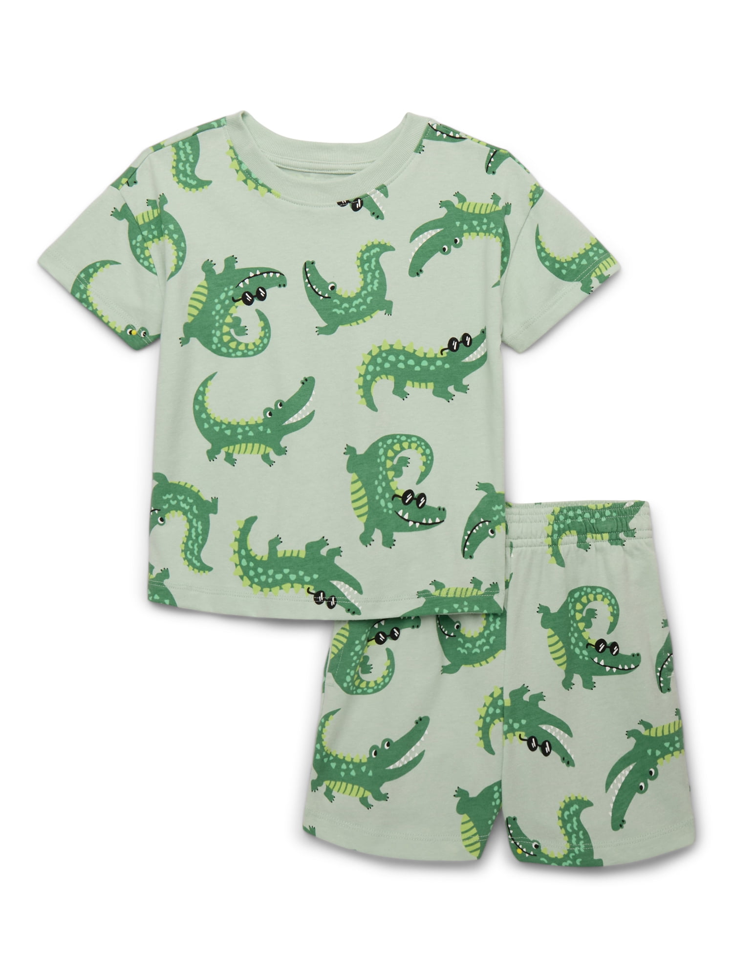 Wonder Nation Toddler Boy Printed Jersey T-Shirt & Shorts Set, Sizes 12M-5T