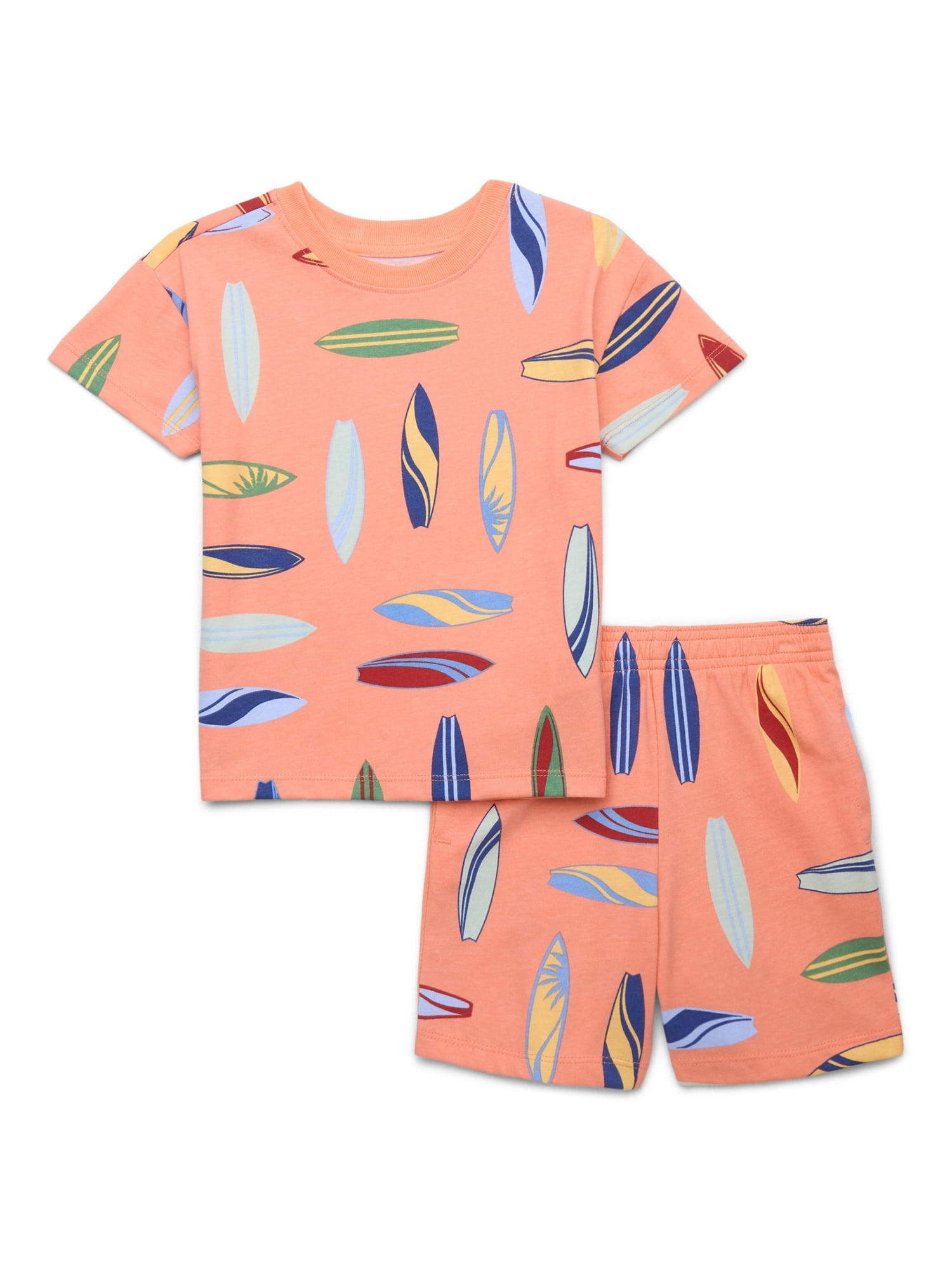 Wonder Nation Toddler Boy Printed Jersey T-Shirt & Shorts Set, Sizes 12M-5T