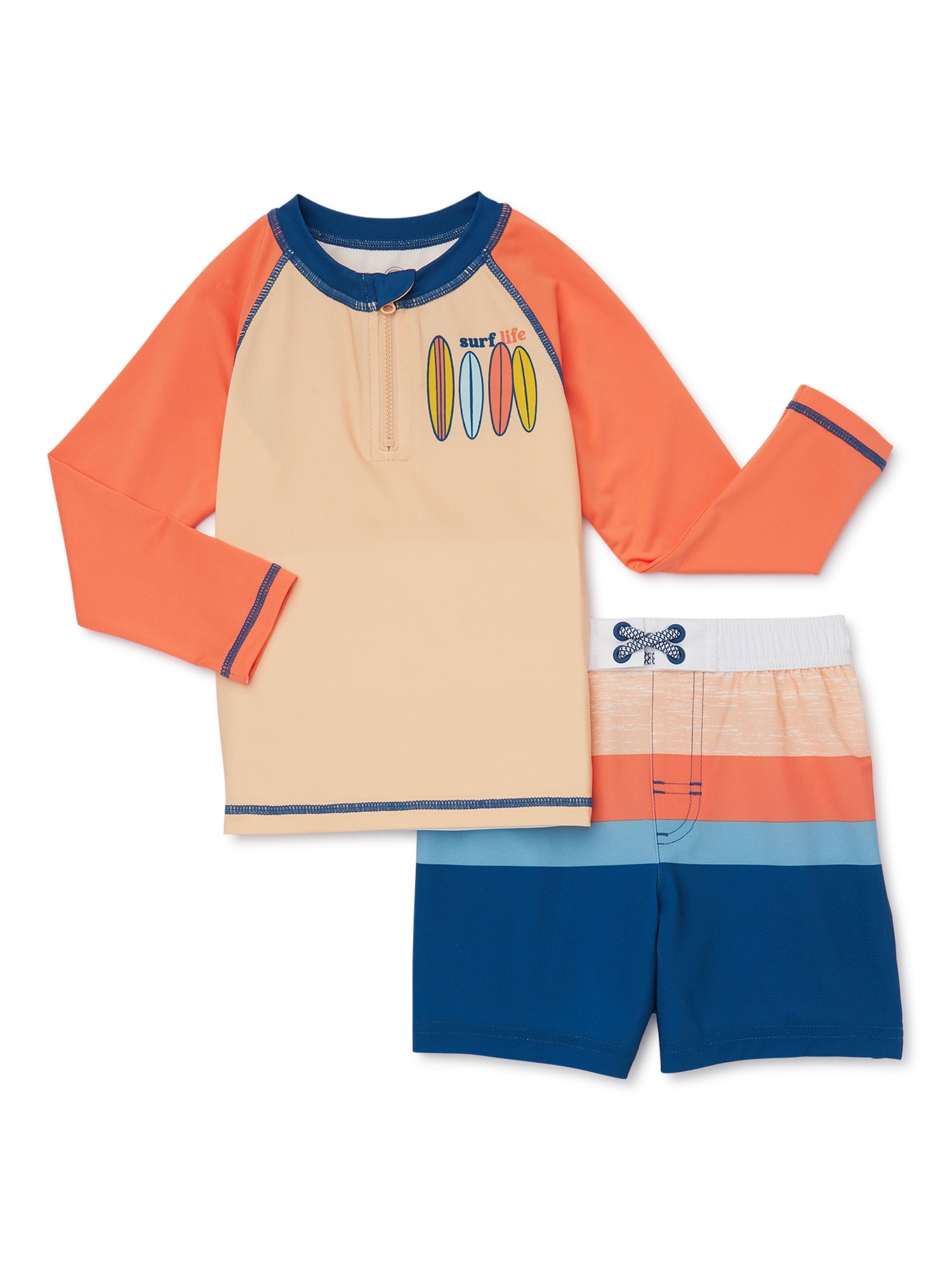 Wonder Nation Toddler Boy Rash Guard Swim Set, Sizes 12M5T
