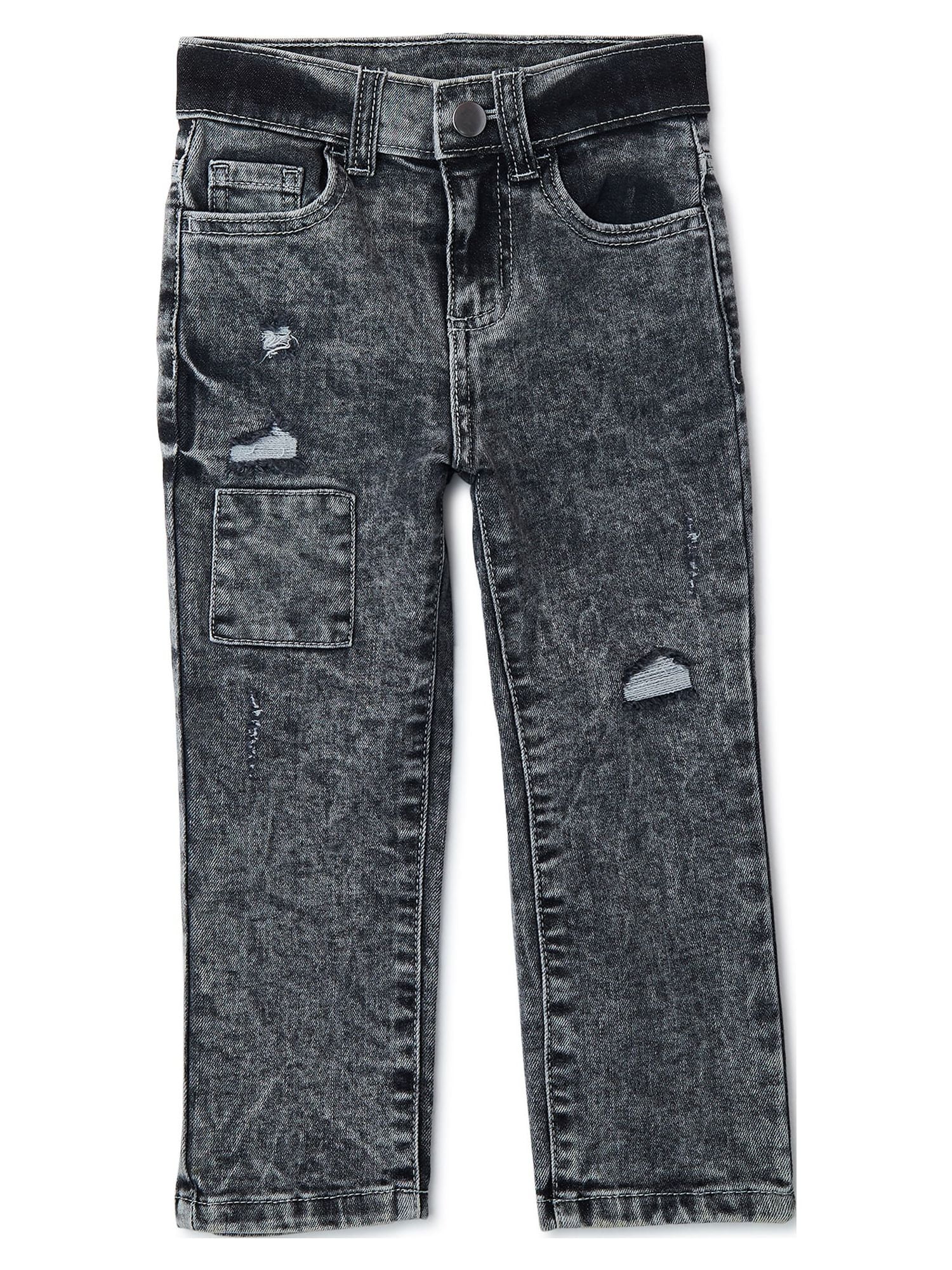 【WONDER WONDER】Watone Back Cut Washing Gray Wide Denim PT Wonder-Nation-Toddler-Boy-