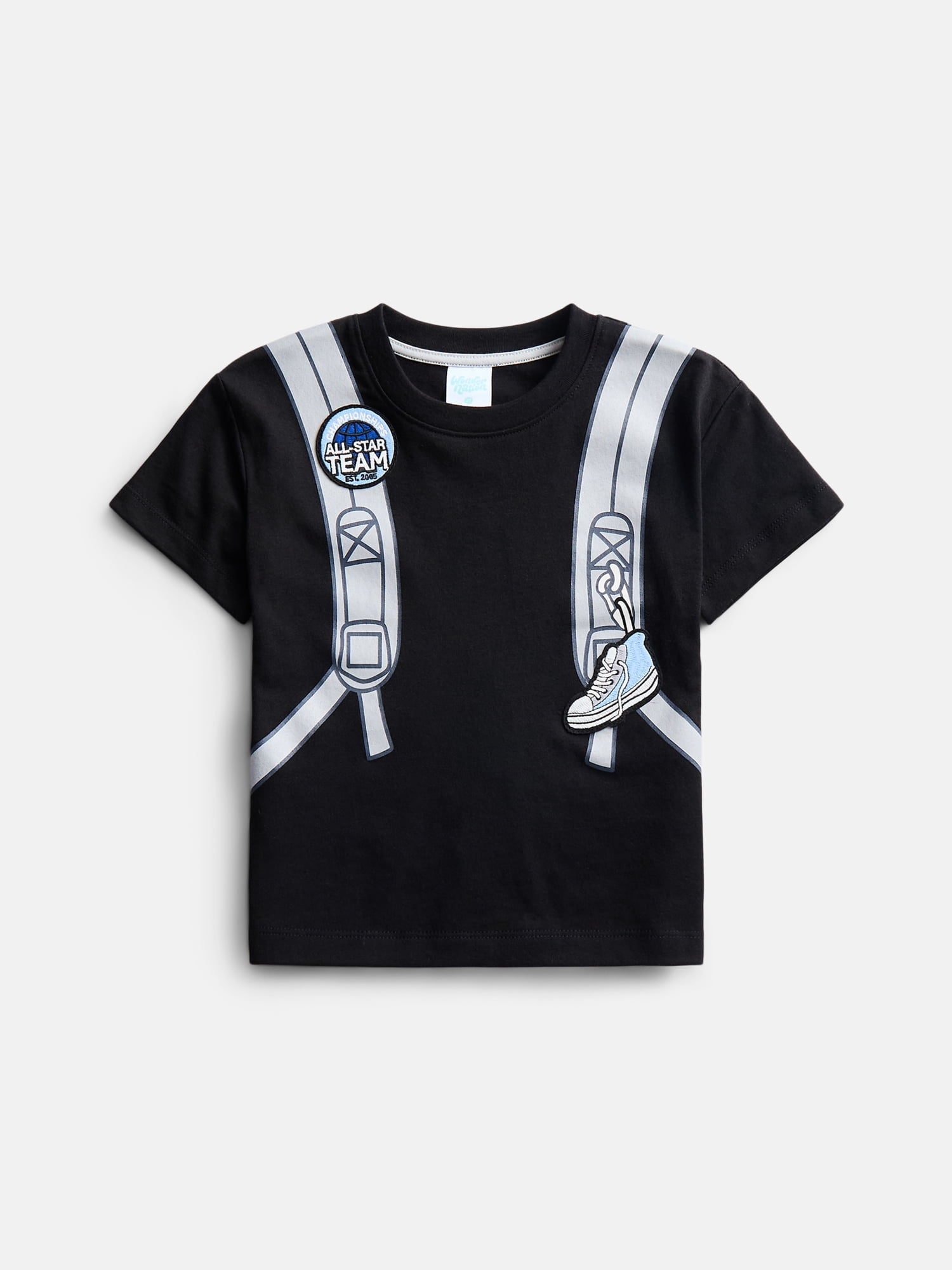 Wonder Nation Toddler Boys Embroidered Patch Graphic Backpack Tee with Short Sleeves, Sizes 12M-5T