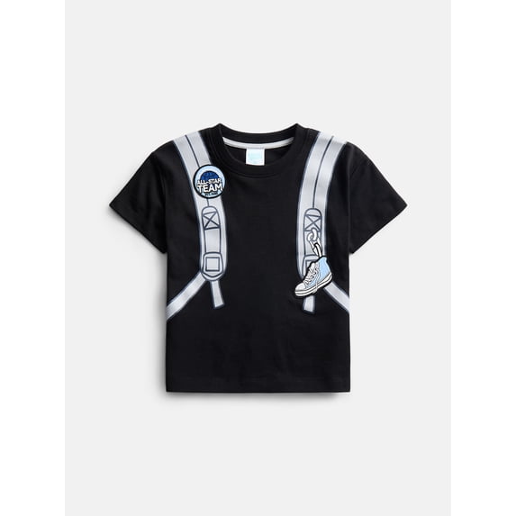 Wonder Nation Toddler Boys Embroidered Patch Graphic Backpack Tee with Short Sleeves, Sizes 12M-5T