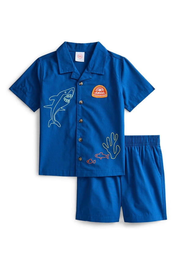 Toddler Boys Short Sleeve Button Shirt and Matching Shorts Set, 2-Piece, Sizes 12M-5T