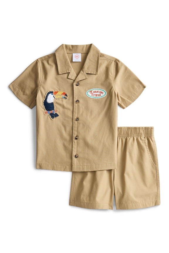 Toddler Boys Short Sleeve Button Shirt and Matching Shorts Set, 2-Piece, Sizes 12M-5T