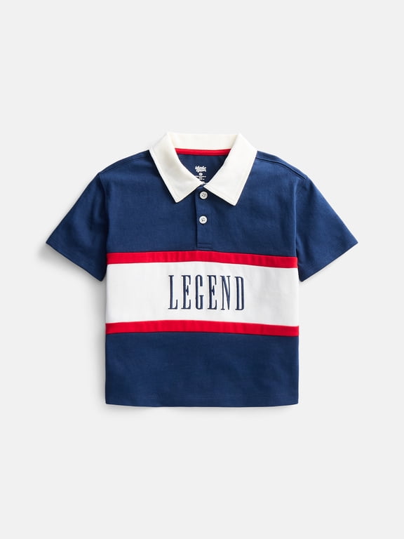 Toddler Boys Rugby Polo Shirt with Short Sleeves, Sizes 12M-5T