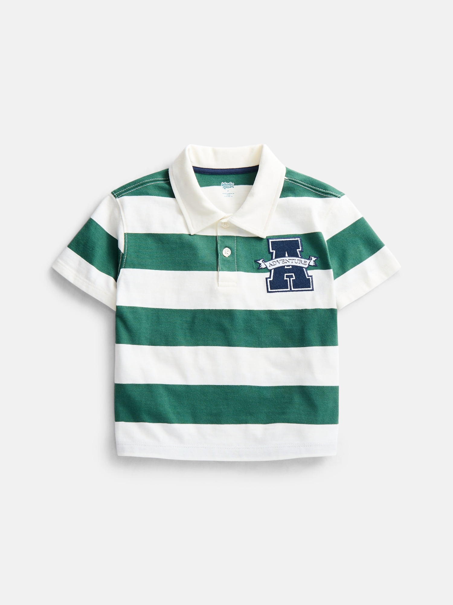Wonder Nation Toddler Boys Rugby Polo Shirt with Short Sleeves, Sizes 12M-5T