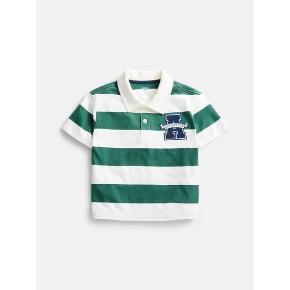 Wonder Nation Toddler Boys Rugby Polo Shirt with Short Sleeves, Sizes 12M-5T