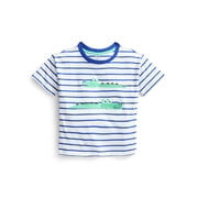 Toddler Boys Short Sleeve Striped Graphic Tee with Zipper Pocket, Sizes 12M-5T