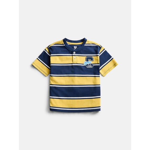 Wonder Nation Toddler Boys Embroidered Graphic Henley Tee with Short Sleeves, Sizes 12M-5T