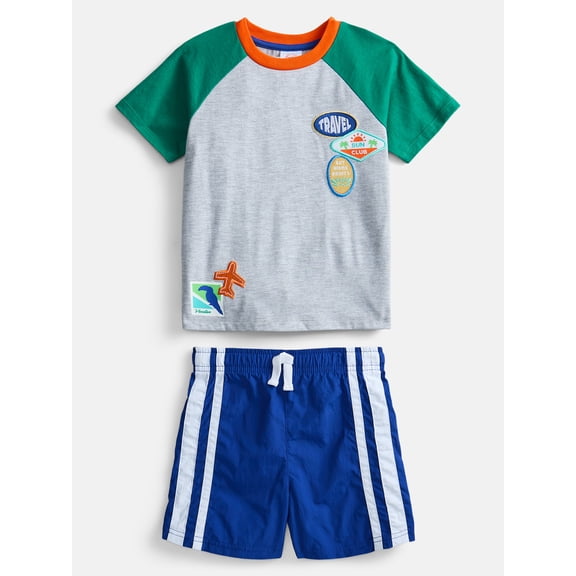 Wonder Nation Toddler Boys Short Sleeve Graphic Tee and Shorts Set, 2-Piece Sizes 12M-5T