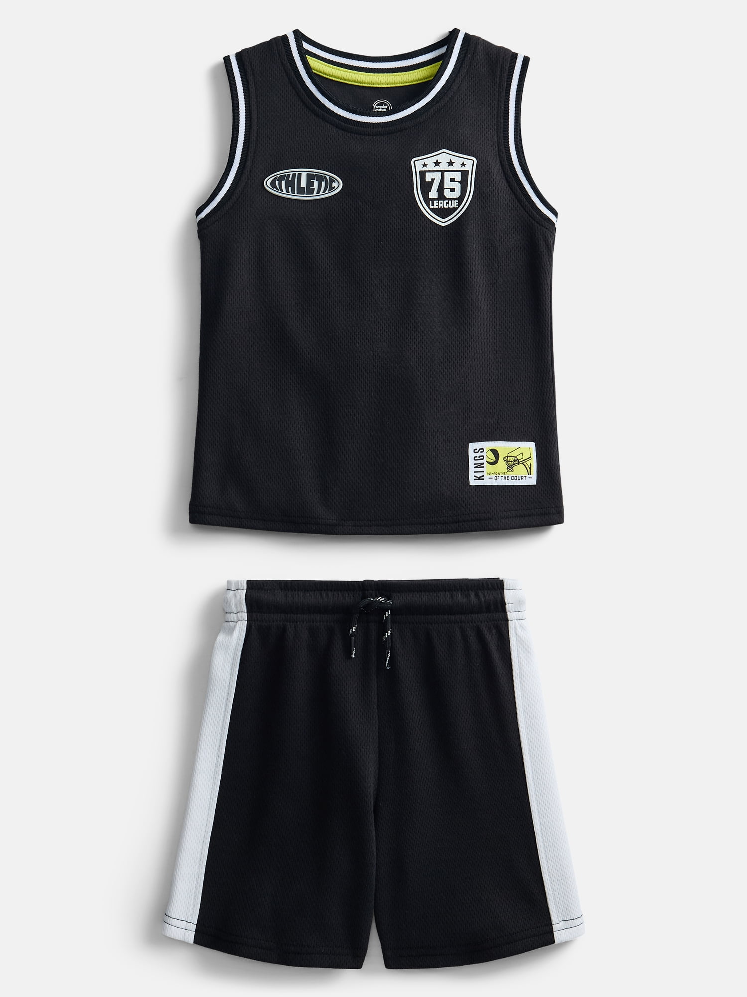 Wonder Nation Toddler Boys Sleeveless Basketball Jersey and Shorts Set, 2-Piece, Sizes 12M-5T