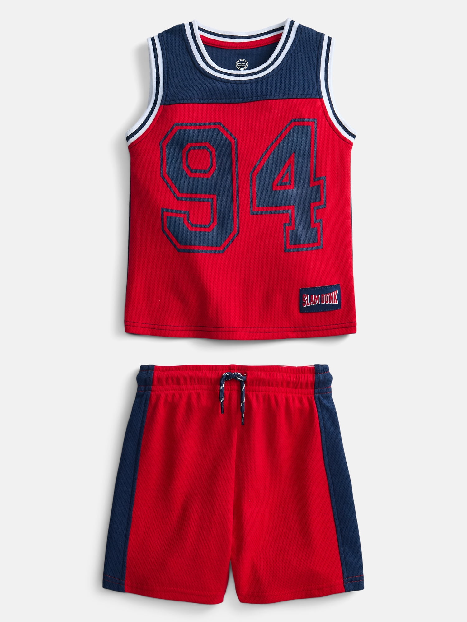 Wonder Nation Toddler Boys Sleeveless Basketball Jersey and Shorts Set, 2-Piece, Sizes 12M-5T