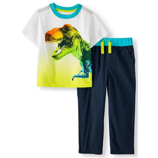 Wonder Nation Toddler Boy T-Shirt and Sweatpants Outfit Set, 2-Piece, Sizes 2T-5T