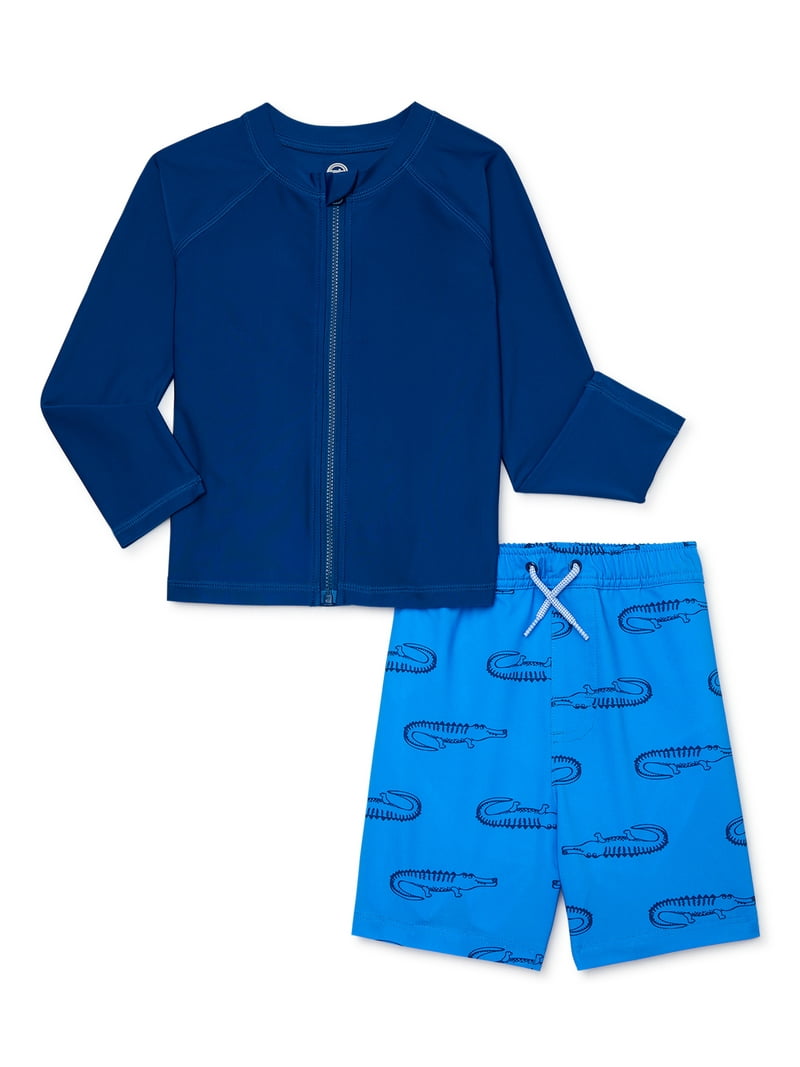 Wonder Nation Toddler Boy Zip Front Rashguard and Shorts