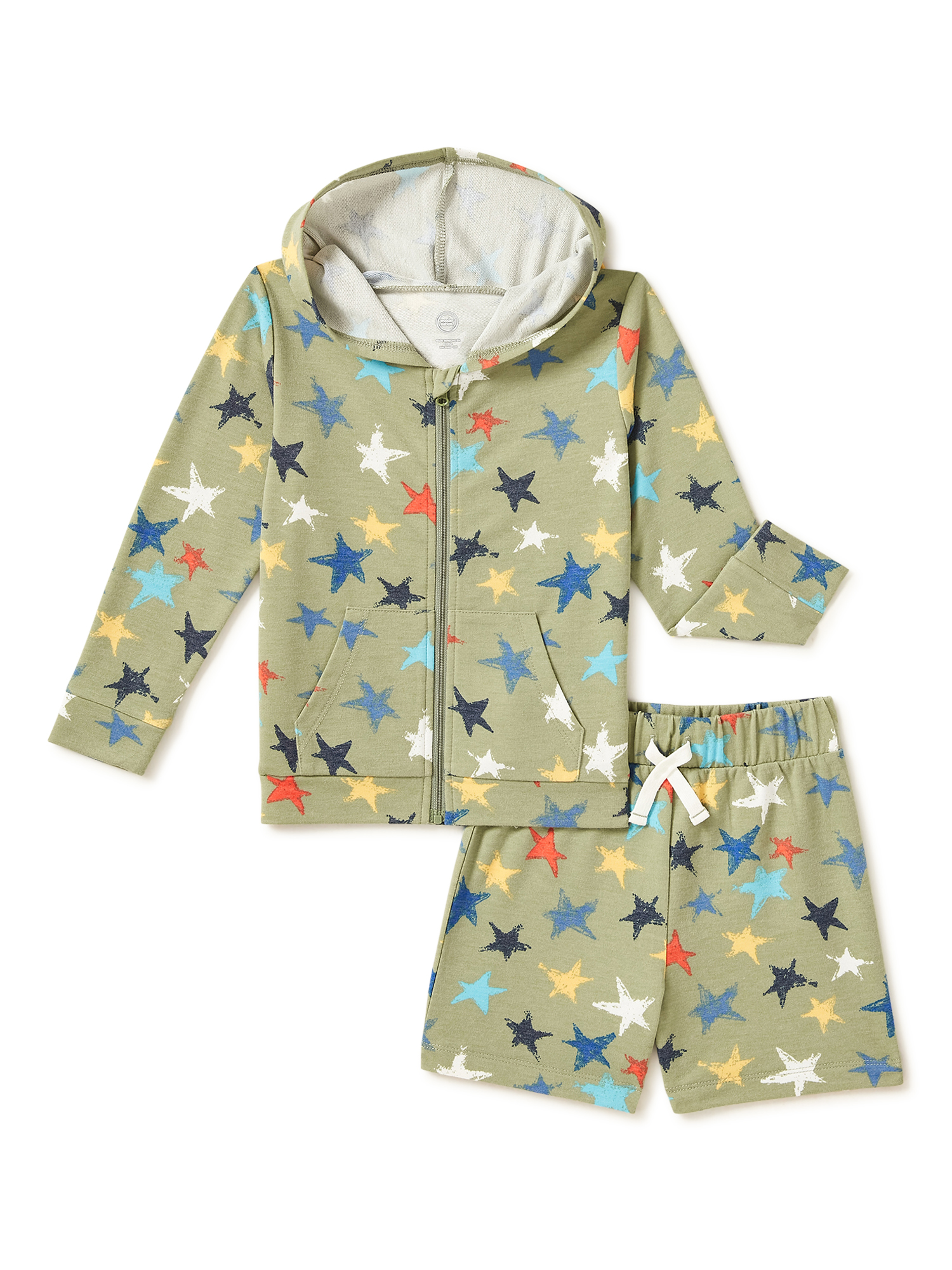 Wonder Nation Toddler Boy Zip Hoodie Sweatshirt & Shorts Outfit Set, 2-Piece, 2T-5T - image 1 of 3