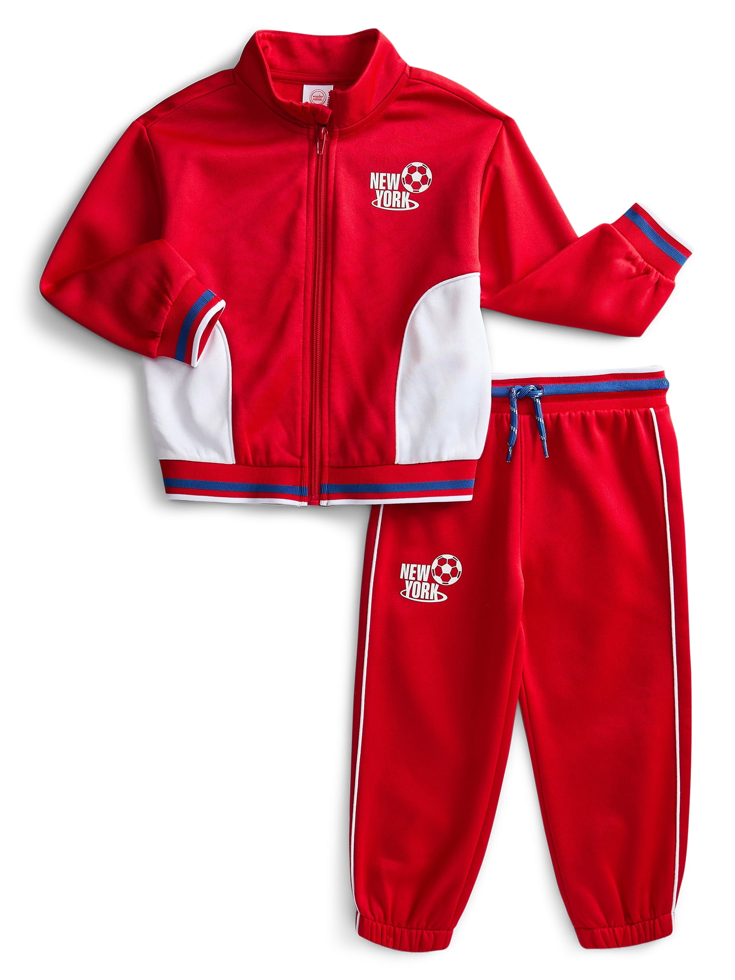 Wonder Nation Toddler Boys Patriotic Full Zip Track Jacket and Matching Jogger Pants, 2-Piece, Sizes 12M-5T