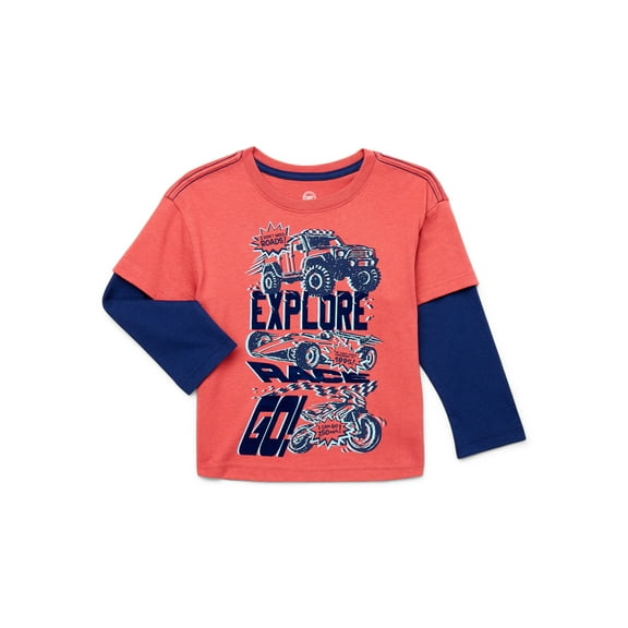 Wonder Nation Toddler Boys Hangdown Graphic Tee with Long Sleeves, Sizes 12M-5T