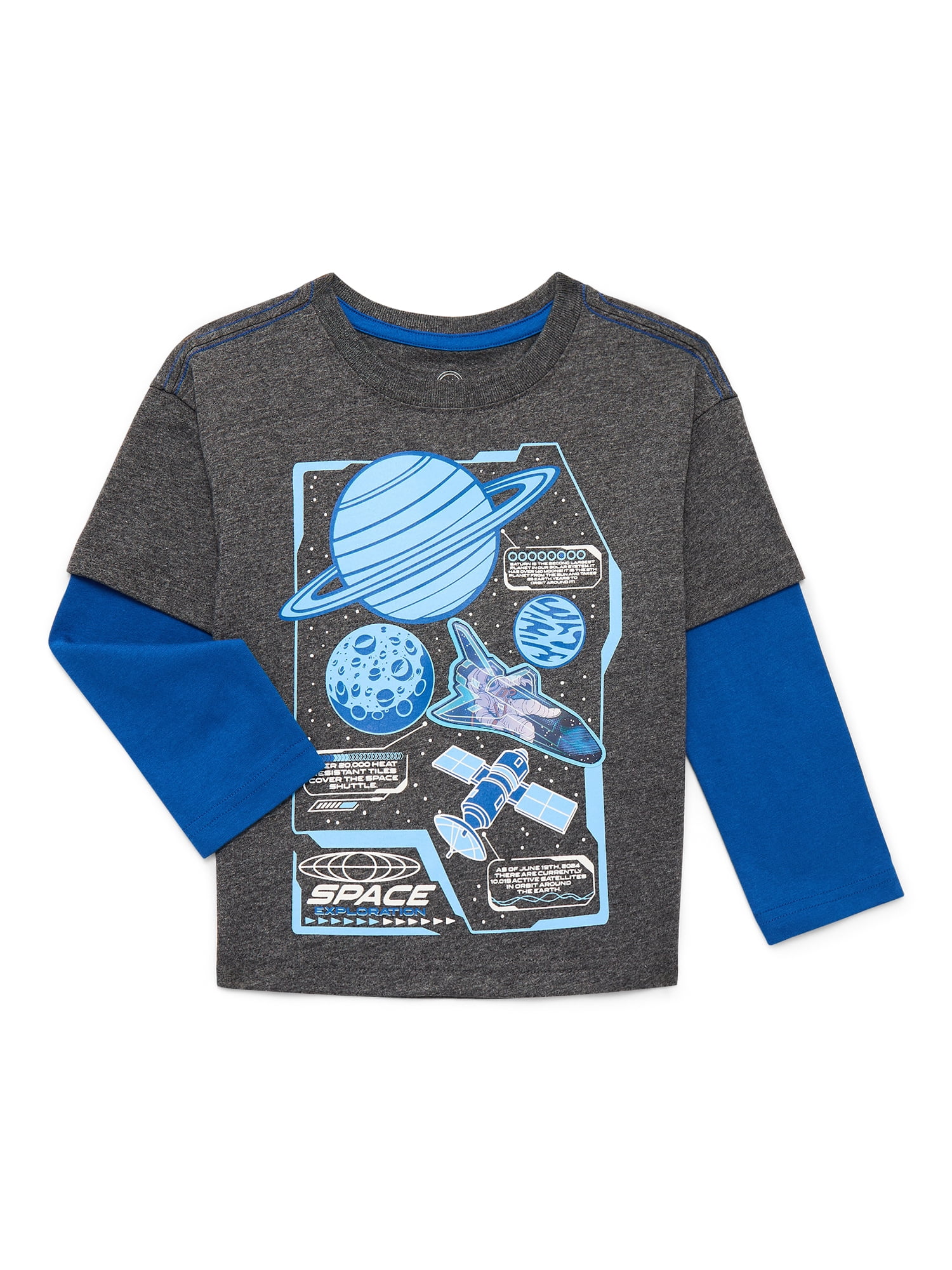 Wonder Nation Toddler Boys Hangdown Graphic Tee with Long Sleeves, Sizes 12M-5T