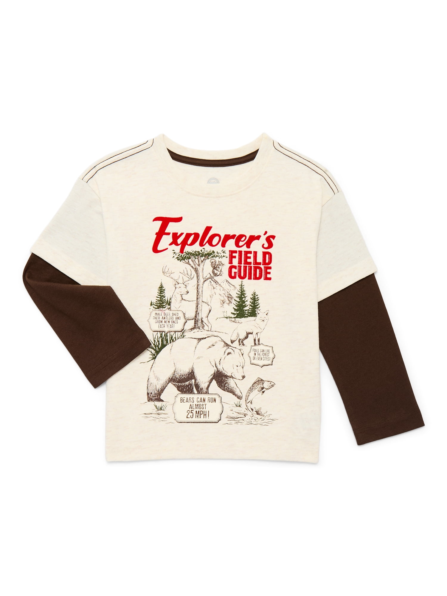 Wonder Nation Toddler Boys Hangdown Graphic Tee with Long Sleeves, Sizes 12M-5T