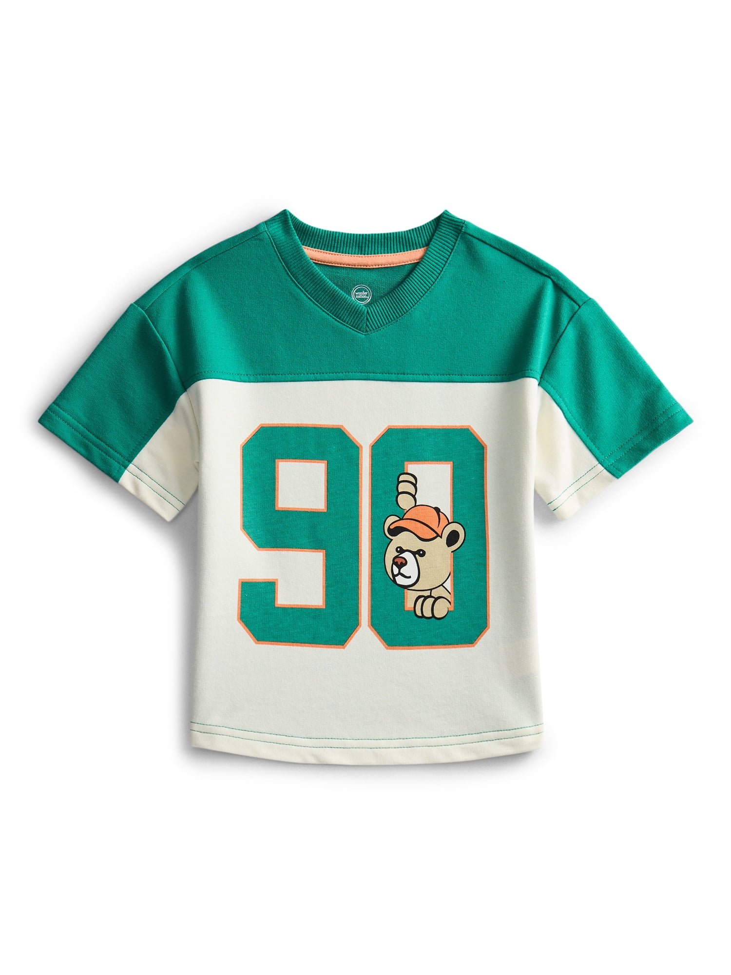 Wonder Nation Toddler Boys Short Sleeve Graphic Football Jersey Top, Sizes 12M-5T