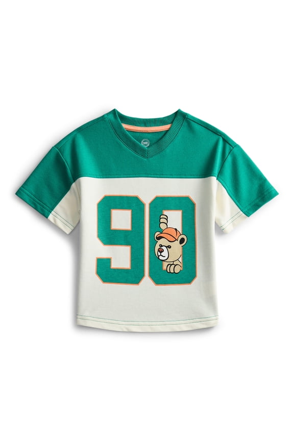 Toddler Boys Graphic Football Jersey Top with Short Sleeves, Sizes 12M-5T