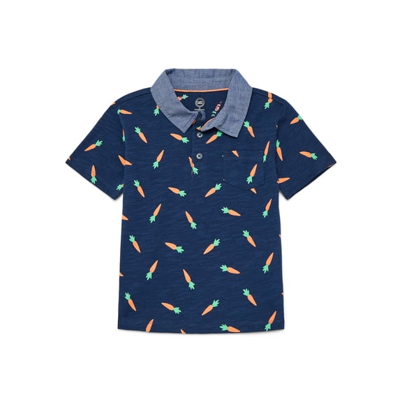 Wonder Nation Toddler Boys Cotton Polo Shirt with Short Sleeves, Sizes 12M-5T