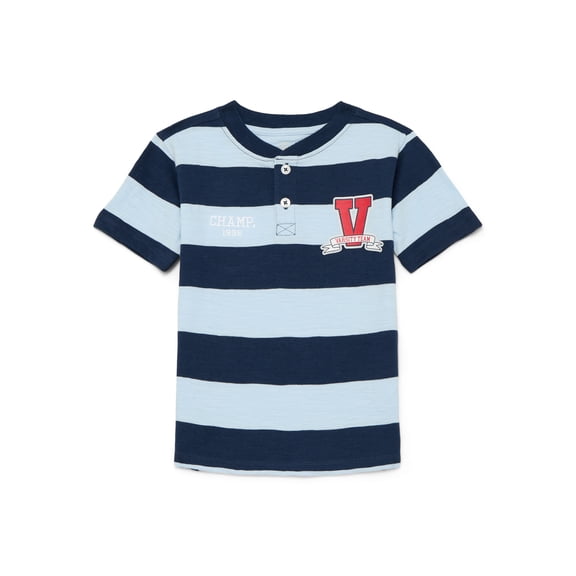 Wonder Nation Toddler Boy's Short Sleeve Striped Henley T-Shirt, Sizes 12M-5T