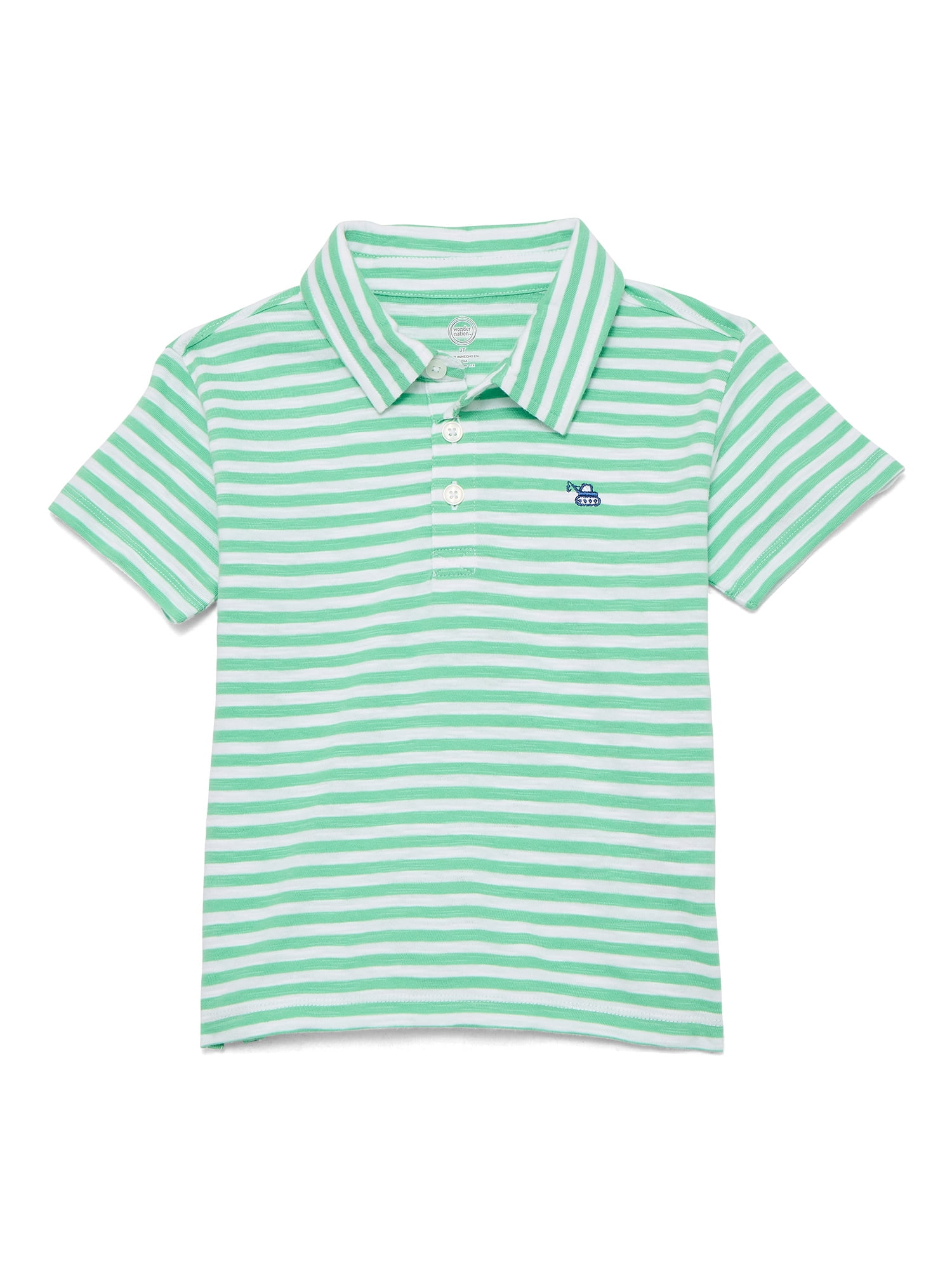 Wonder Nation Toddler Boys Striped Polo Shirt with Short Sleeves, Sizes 12M-5T