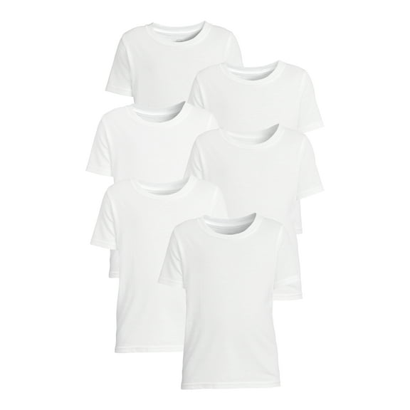 Wonder Nation Toddler Boys Crew Undershirt, 6-Pack, Sizes 2T-5T