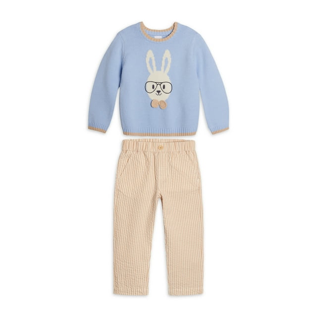 Wonder Nation Toddler Boys Easter Sweater with Long Sleeves and Pants