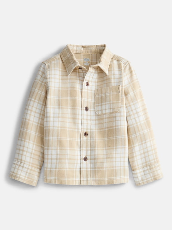 Toddler Boys' Flannel Shirt with Long Sleeves, Sizes 12M-5T