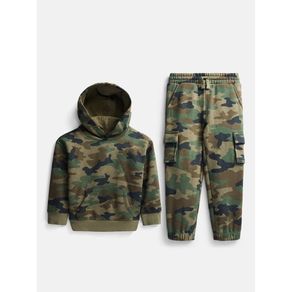 Wonder Nation Toddler Boys Fleece Hoodie and Cargo Pants Set, 2 Piece, Sizes 12M-5T