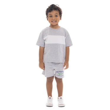 Wonder Nation Toddler Boys Graphic Tee and Striped Shorts Set, 2-Piece, Sizes 12M-5T
