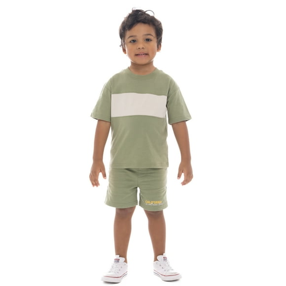 Wonder Nation Toddler Boys Graphic Tee and Striped Shorts Set, 2-Piece, Sizes 12M-5T