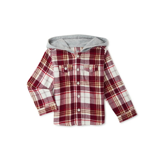 Wonder Nation Toddler Boys Hooded Flannel Shirt, Sizes 12M-5T