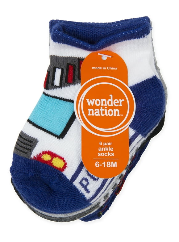 Wonder Nation Toddler Boys No Show Sock, 6 pack