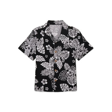Wonder Nation Toddler Boys Print Button Up Shirt with Short Sleeves, Sizes 12M-5T