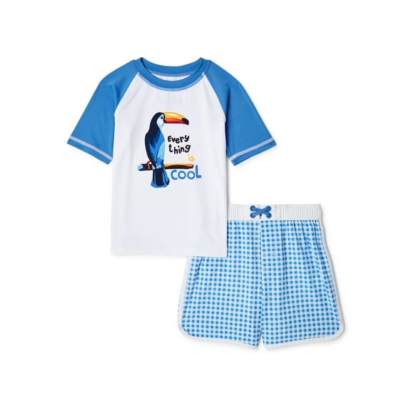 Wonder Nation Toddler Boys’ Rashguard Swim Set, 2-Piece
