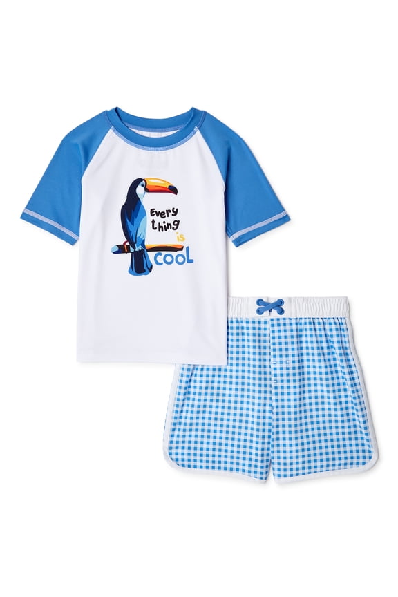 Toddler Boys’ Rashguard Swim Set, 2-Piece