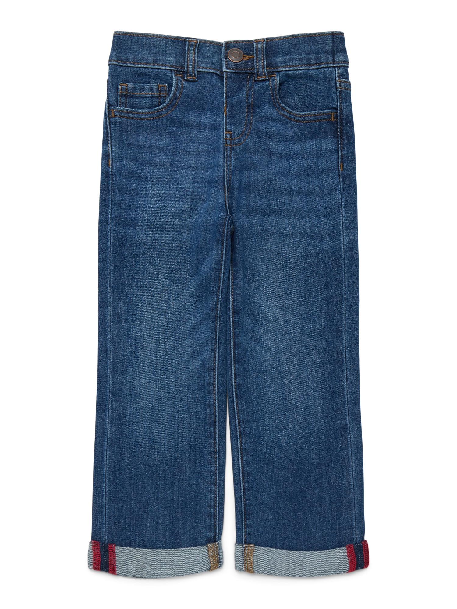 Wonder Nation Toddler Boys Straight Leg Jeans with Roll Cuffs, Sizes 12M-5T
