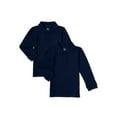 thumbnail image 1 of Wonder Nation Toddler Boys School Uniform Long Sleeve Pique Polo Shirt, 2-Pack, Sizes 2T - 5T, 1 of 3