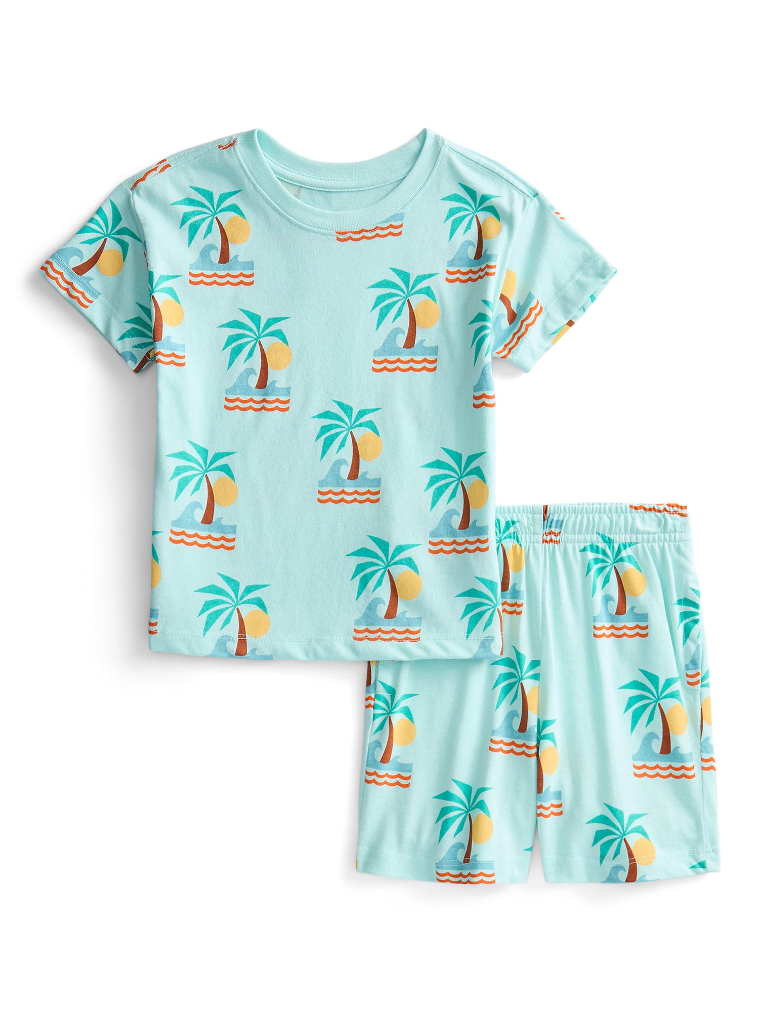 Wonder Nation Toddler Boys Short Sleeve Top and Shorts Outfit Set, 2-Piece, Sizes 12M-5T