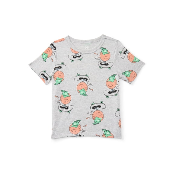 Wonder Nation Toddler Boys Short Sleeve Print T-Shirt, Light Grey Heather Print, Sizes 18M-5T