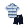 thumbnail image 1 of Wonder Nation Toddler Boys Short Sleeve Woven Button Down Shirt and Shorts, 2-Piece Set, Sizes 12M-5T, 1 of 1