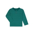 thumbnail image 1 of Wonder Nation Toddler Boys Stripe Henley Shirt with Long Sleeves, Sizes 12M-5T, 1 of 3