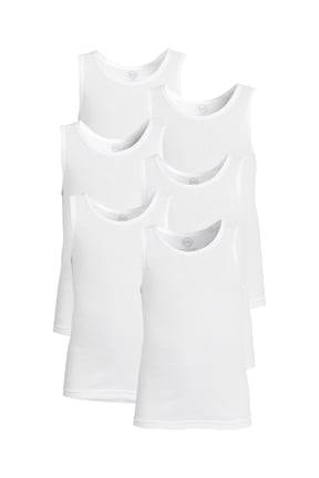 Toddler Boys White Tank Top Undershirt, 6-Pack, Sizes 2T-5T