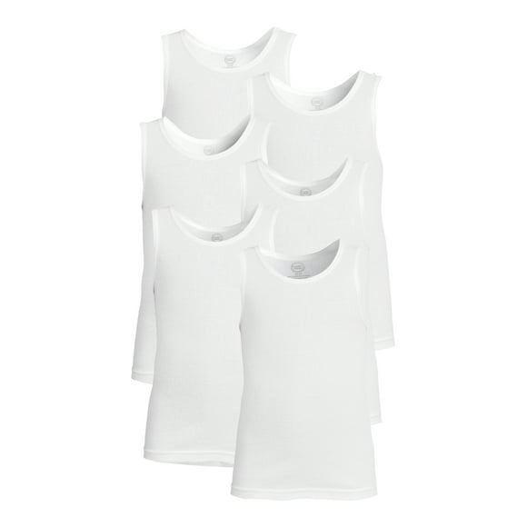 Wonder Nation Toddler Boys White Tank Top Undershirt, 6-Pack, Sizes 2T-5T