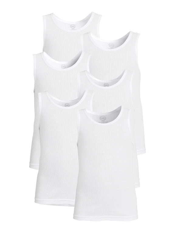 Toddler Boys White Tank Top Undershirt, 6-Pack, Sizes 2T-5T